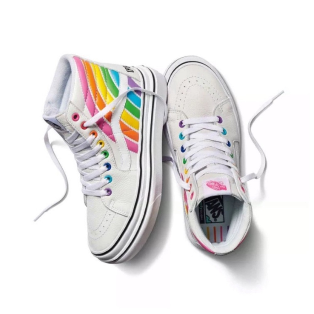 Vans hitop shoes Flour Shop x Super ComfyCush Sk8-Hi Rainbow size mens 5.5